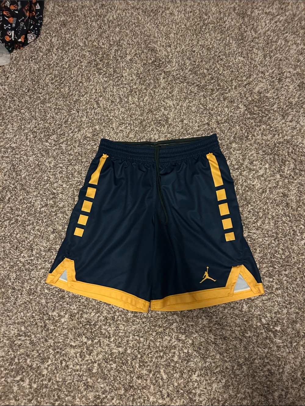 Jordan Navy and Gold Athletic Basketball Shorts